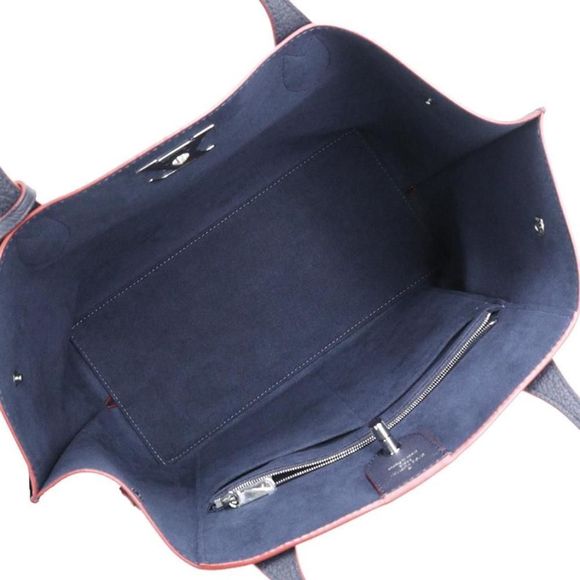 Louis Vuitton LockMe Go Tote Bag Grain Calf Leather Marine Rouge Navy - Picture 3 of 10